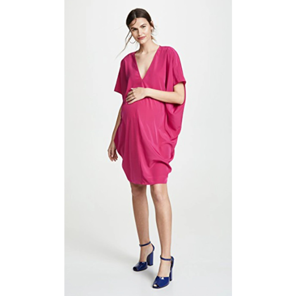 HATCH The Slouch Dress in Azalea Womens Small Petite V Neck Maternity Night Out